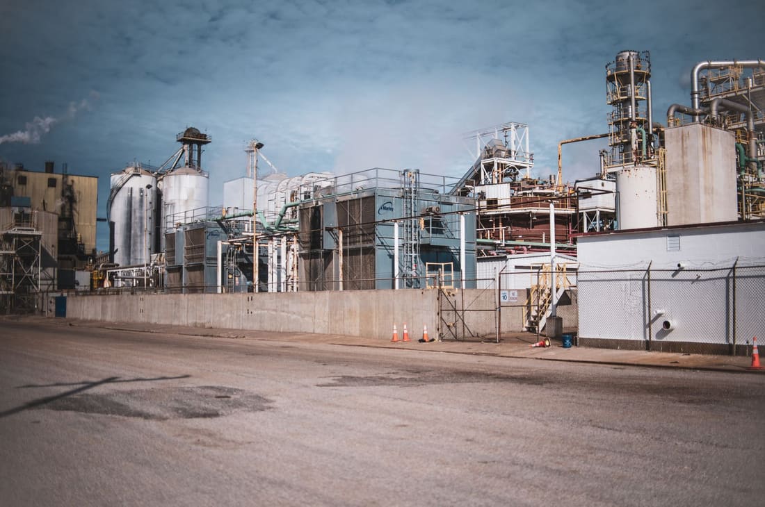 Process tanks and pipework at a treatment facility